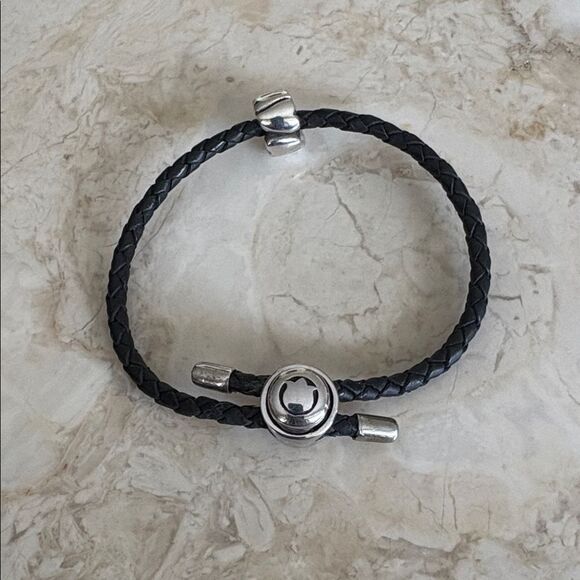 Persona Adjustable Braided Leather & Sterling Silver Bracelet & Heart Charm - Picture 1 of 7